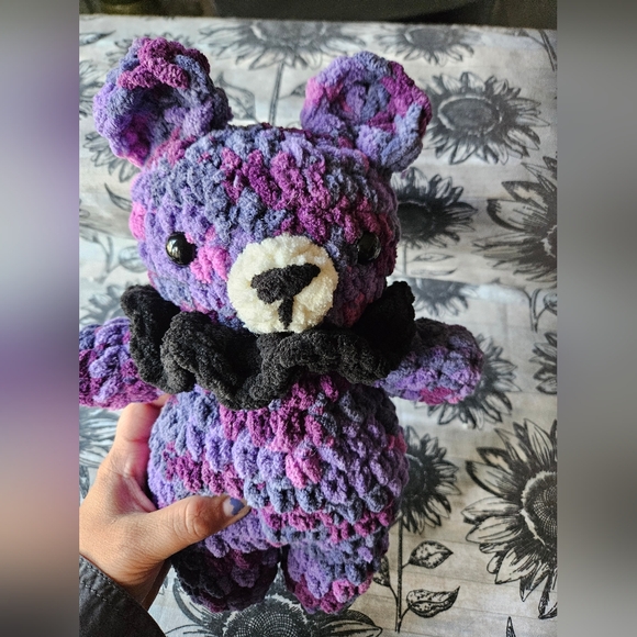 Purple Black Crochet Chunky Bear Amigurumi - Picture 3 of 12